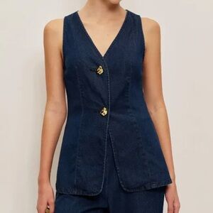 Commense Dark Blue Denim Tank with Gold Details